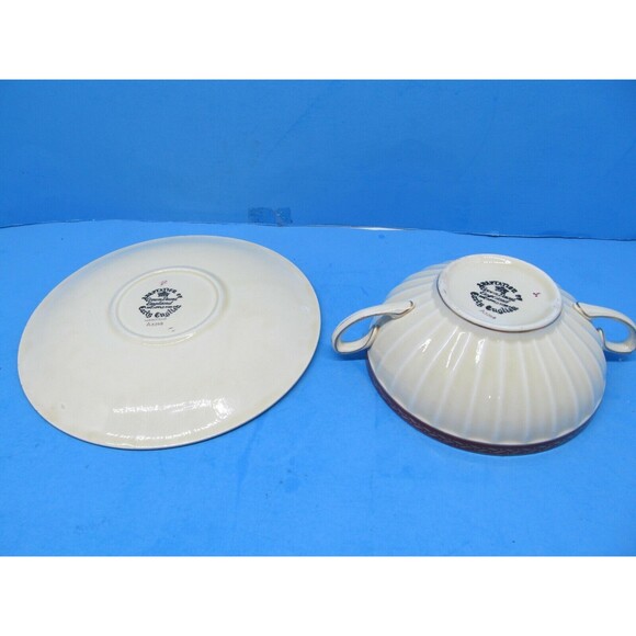 Crown Ducal England Adaptation Early English Double Handled Soup Bowl Underplate - Picture 7 of 8